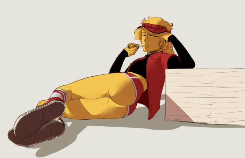 1boy __inkubus__ ass big_ass big_booty elliot_(forsaken) forsaken_(roblox) pizza_box roblox roblox_game robloxian short_shorts tagme thighs twink yellow_skin