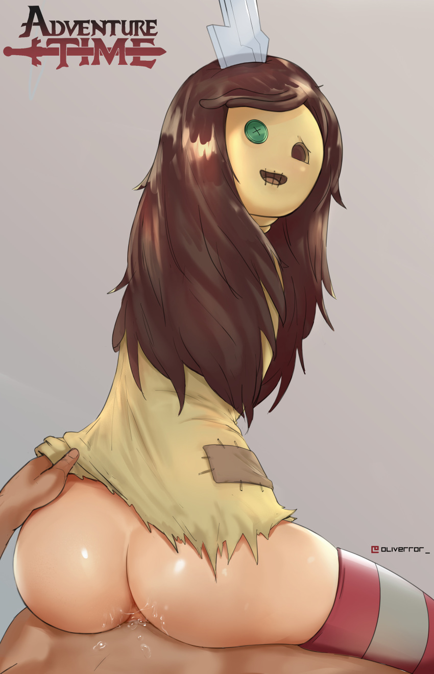 adventure_time armless ass cum dress_lift fanart human human_penetrating looking_back oliverror pussy_juice raggedy_princess reverse_cowgirl_position sex wet