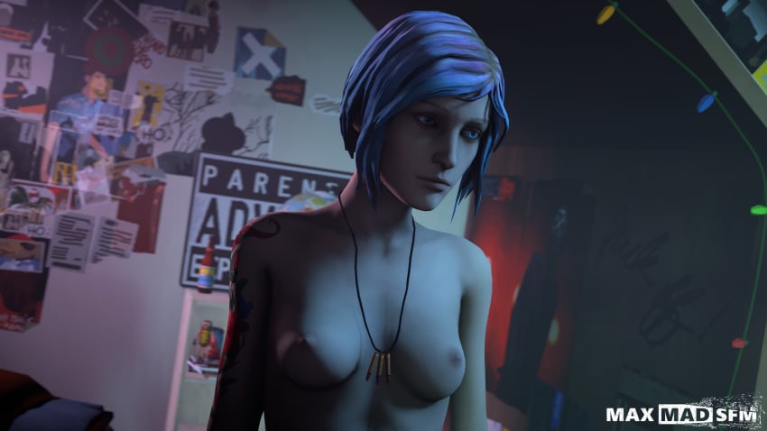 1girls 3d areolae breasts chloe_price female female_only life_is_strange maxmadsfm nipples nude solo source_filmmaker tattoo