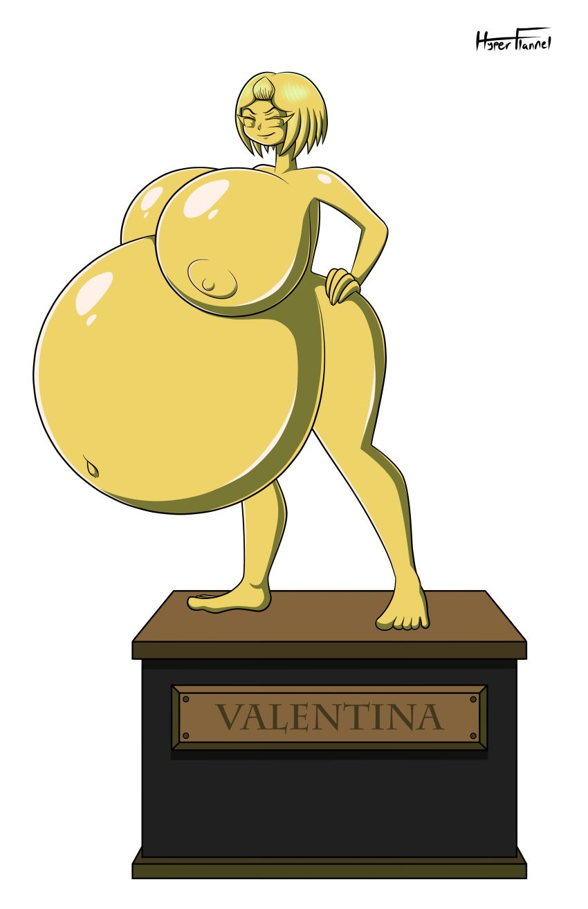 areolae big_breasts breasts female gold gold_statue hyperflannel mario_(series) nipples nude pedestal pregnant queen_valentina ready_to_pop solo statue super_mario_rpg