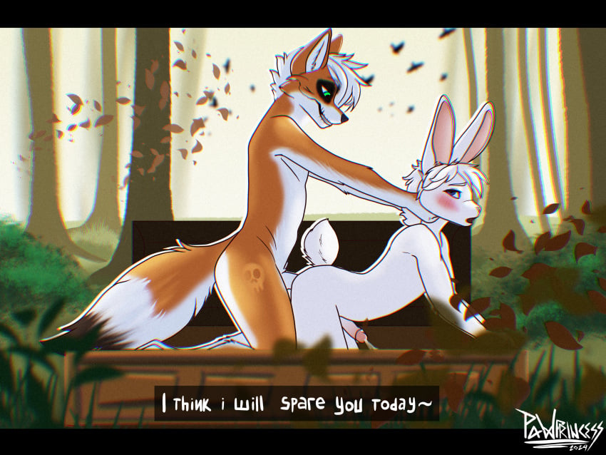 2boys absurd_res anal anthro canid canine compact_body fox hi_res kinktober kinktober24 lagomorph leporid male male/male mammal questionable_consent rabbit tomb true_fox