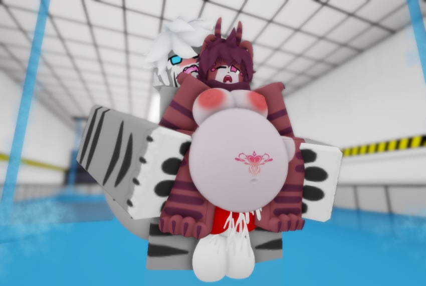 anthro big_male breasts changed_(video_game) cum cum_in_pussy cum_inside cum_splash female furry looking_pleasured male male/female pink_nipples pregnant pregnant_belly pregnant_female pregnant_sex ravenuwu roblox self_upload sex shark size_difference small_female stiger_(changed) tiger_shark tiger_shark_(changed) vaginal_penetration