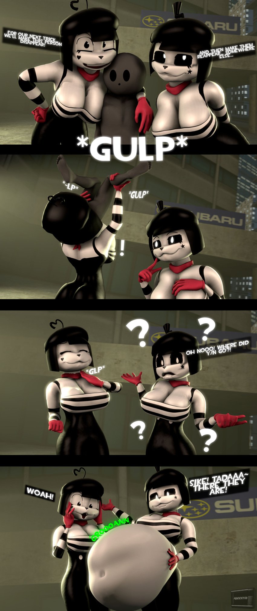 3d anonymous_male anxxyo comic deviantart deviantart_username digestion_noises mime mime_and_dash mime_girl oral_vore vore vore_comic