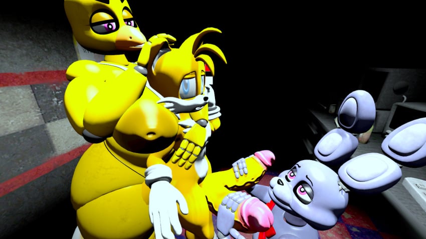 2_penises 2boys 3d anthro bonnie_(fnaf) chica_(fnaf) diphallia diphallism female femboy five_nights_at_freddy's fox male multi_genitalia multi_penis penis sega sonic_(series) sonic_the_hedgehog_(series) source_filmmaker tagme tails tails_the_fox twink