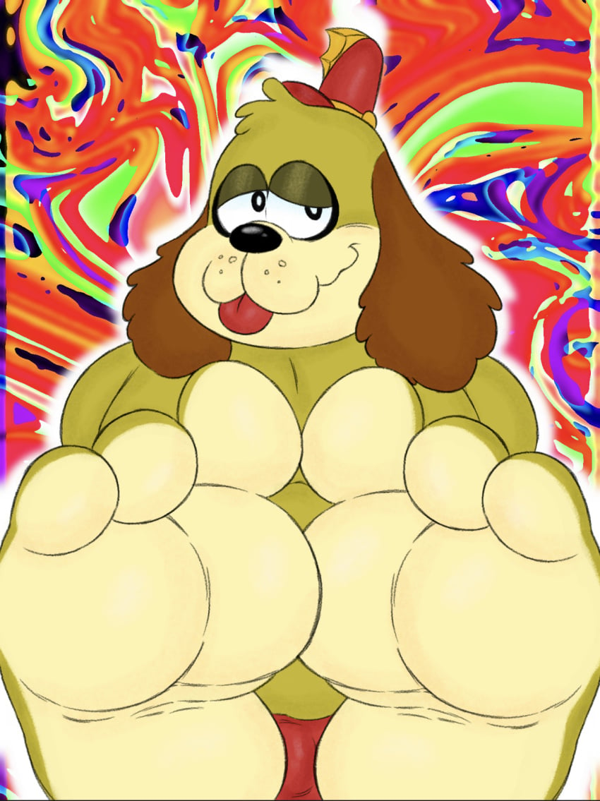 1male 3_toes anthro beagle big_feet bulge canine chubby cute feet filthyopossum fleegle_(banana_splits) foot_fetish furry gay mammal paws psychedelic tease teasing teasing_feet teasing_viewer the_banana_splits tongue underwear