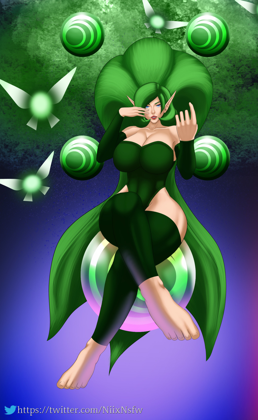 1girls big_breasts blue_eyes breasts clothed fairy female female_only green_hair kokiri long_hair niixnsfw ocarina_of_time pointy_ears saria the_legend_of_zelda thick_thighs wide_hips