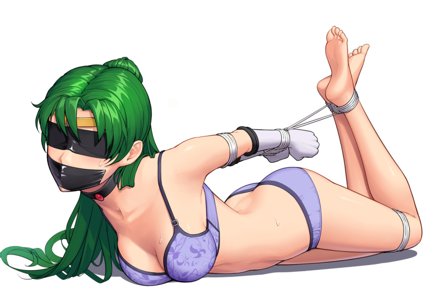 angry arms_behind_back barefoot bishoujo_senshi_sailor_moon blindfold blindfolded bondage bound bound_ankles bound_arms bound_legs bound_wrists bra breasts cleavage collar feet female femsub gag gagged gbeeee gloves green_hair hands_tied long_hair medium_breasts on_stomach panties sailor_pluto setsuna_meiou soles solo tape tape_blindfold tape_gag taped_eyes taped_mouth tied tied_up toes underwear white_background