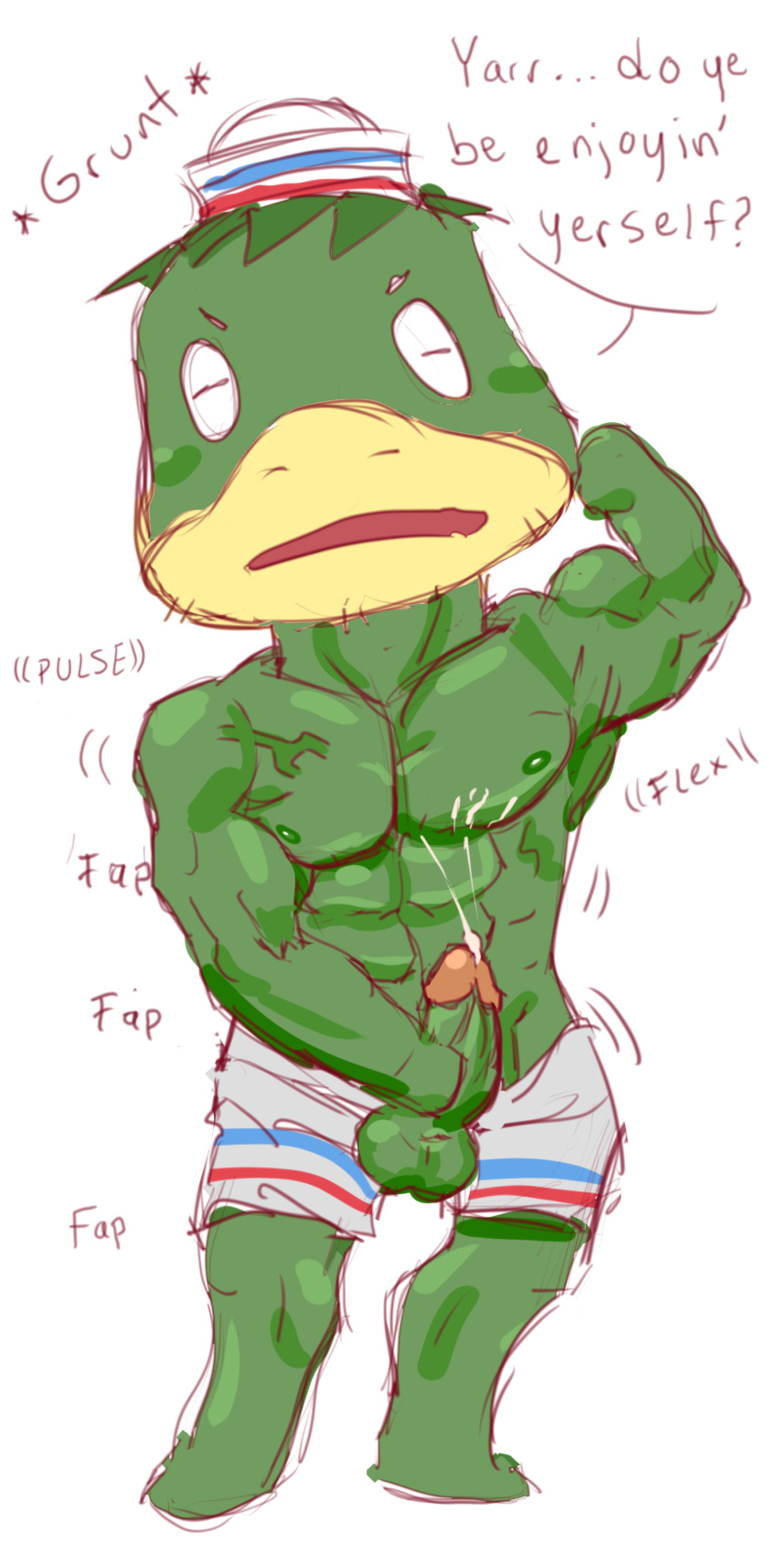 animal_crossing anthro artist_request balls cum cumshot flexing kapp'n kappa male male_only masturbating masturbation nintendo penis source_request year_request