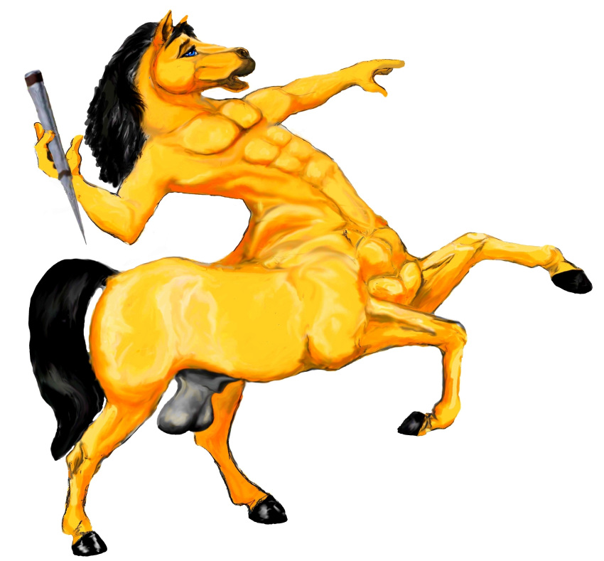 absurd_res anthro balls equid equine equine_taur furry hi_res male male_only mammal mammal_taur muscular solo tagme taur