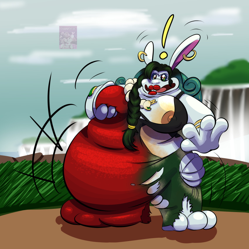 1:1 absurd_res anthro big_breasts biped breasts broodal clothing digital_media_(artwork) dustyerror female fur hair hi_res lagomorph leporid lipstick madame_broode makeup mammal mario_(series) nintendo nipples open_mouth overweight overweight_female rabbit simple_background super_mario_odyssey thick_thighs transformation video_games wide_hips