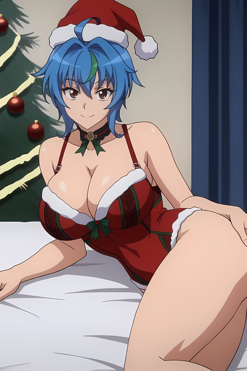 ai_generated anime breasts christmas female girl high_school_dxd lingerie looking_at_viewer pinku.ai xenovia_quarta