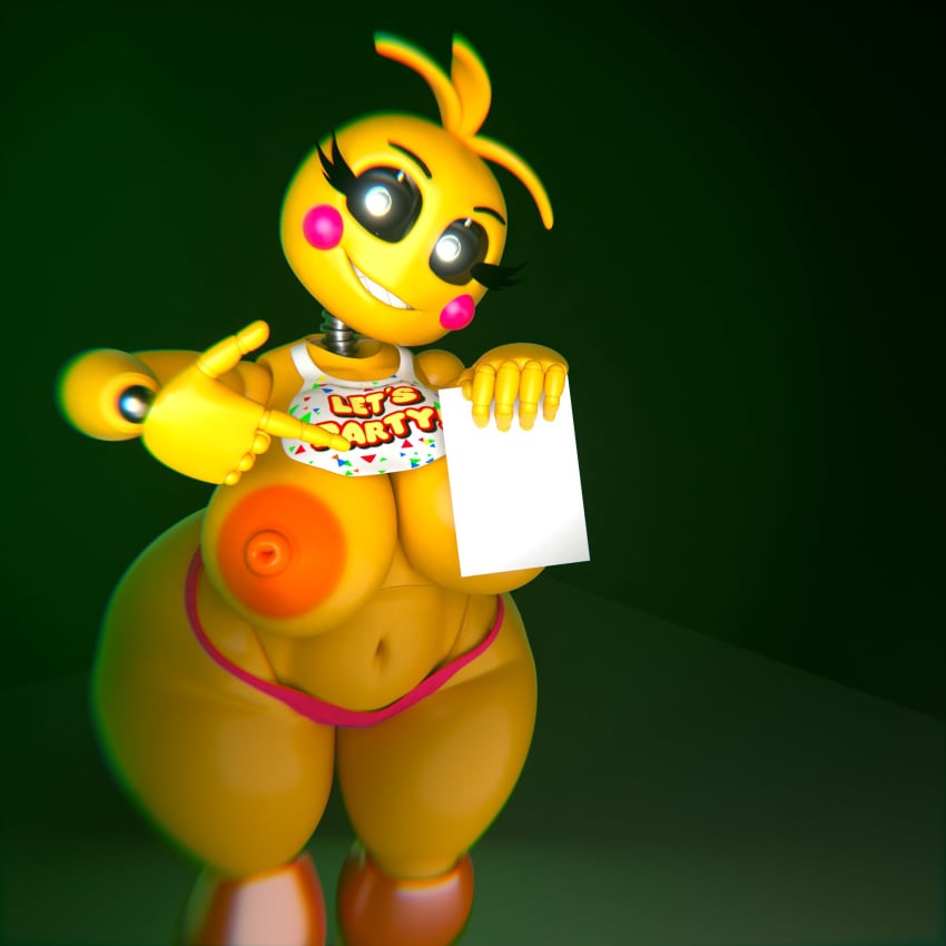 1girls 3d 3d_(artwork) animatronic big_ass big_breasts breasts_out five_nights_at_freddy's fnaf looking_at_viewer smile tagme toboredtoexist toy_chica_(fnaf) toy_chica_(love_taste)