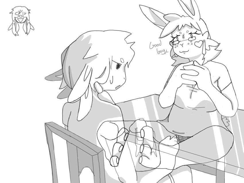 axolotl bunny footjob furry straight under_table_footjob