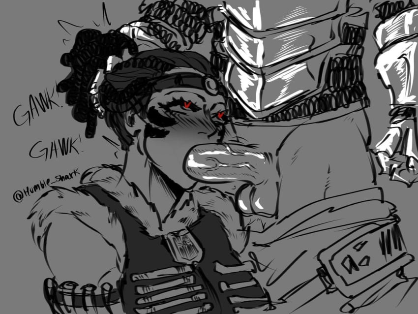 blowjob fellatio for_honor humble_shark kneeling oral red_eyes shaman_(for_honor) sloppy_blowjob