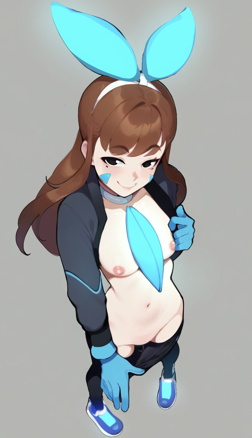 1girls ai_generated blackeyes brown_hair cheek_markings flashing flashing_breasts flashing_pussy pussy_juice_drip qyuwi_ai request smug twitch_streamer vrchat vrchat_avatar vtuber