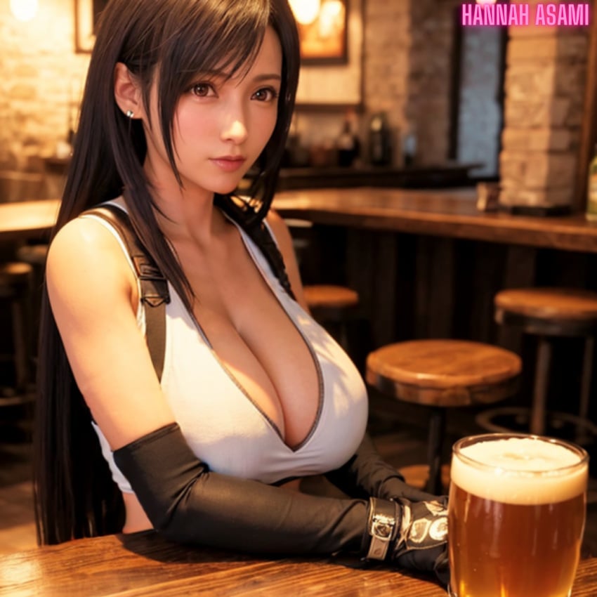 ai_generated final_fantasy final_fantasy_vii hannah_asami-(artist) suspenders tank_top tifa_lockhart tifa_lockhart_(cosplay)