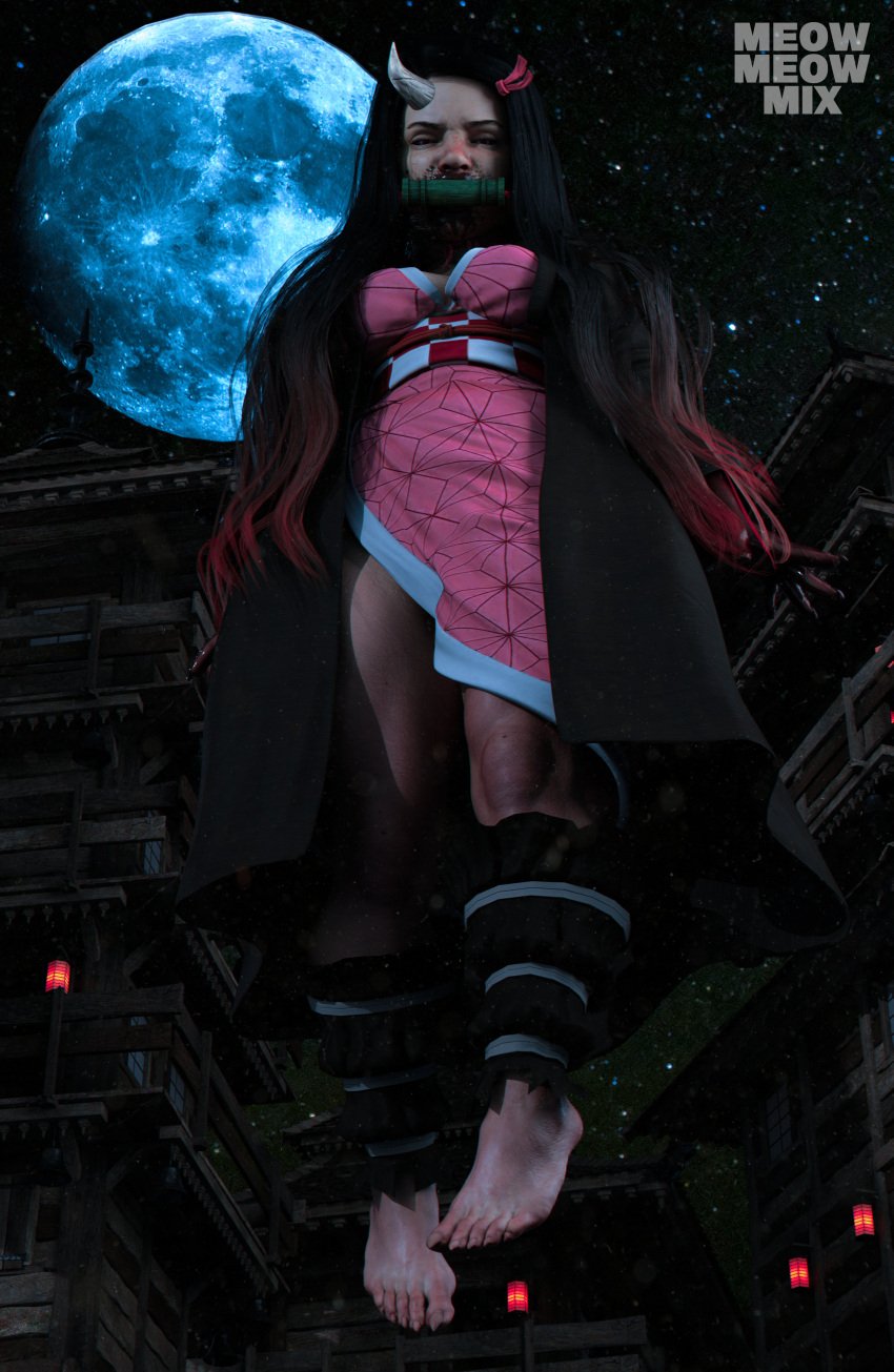 1girls 3d 3d_(artwork) 3d_render 3dx abs absurd_res absurdres aged_up barefoot black_eyes black_hair clawed_feet clawed_toes claws demon_slayer dyed_hair floating horn hovering kamado_nezuko kimono large_ass large_thighs long_hair meowmix monster_girl naked naked_female nezuko_kamado night nude panties solo solo_female solo_focus thick_ass thick_thighs