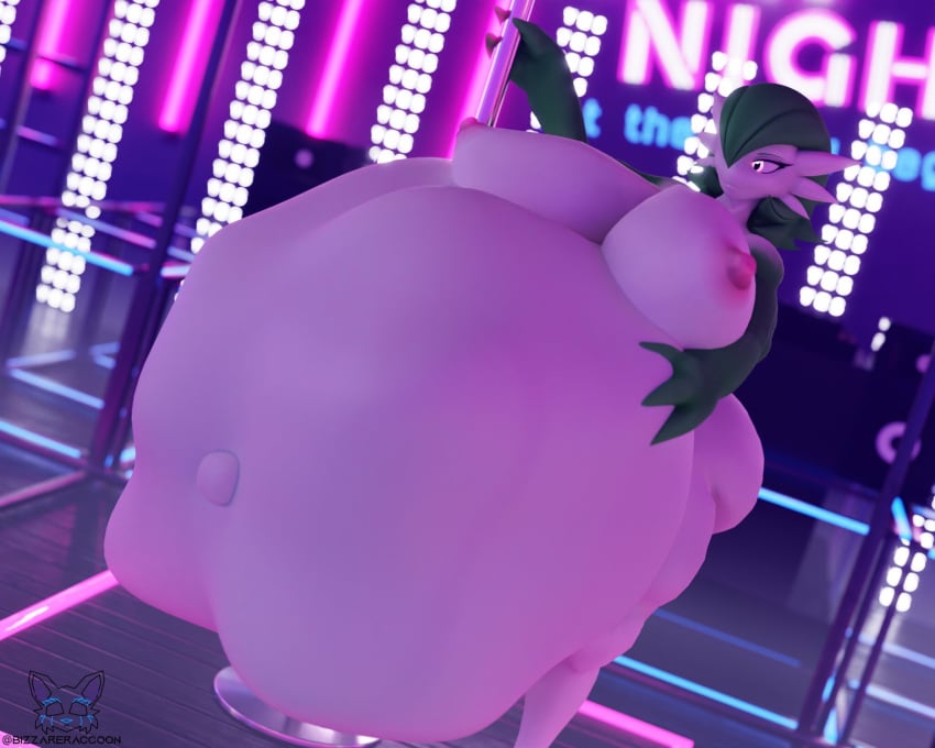 1girls 3d belly big_belly big_breasts bizzareraccoon breasts female fetal_movement gardevoir gigantic_breasts huge_belly hyper_belly hyper_pregnancy nipples pokémon_(species) pokemon pokemon_(species) pole pregnant stripper stripper_pole