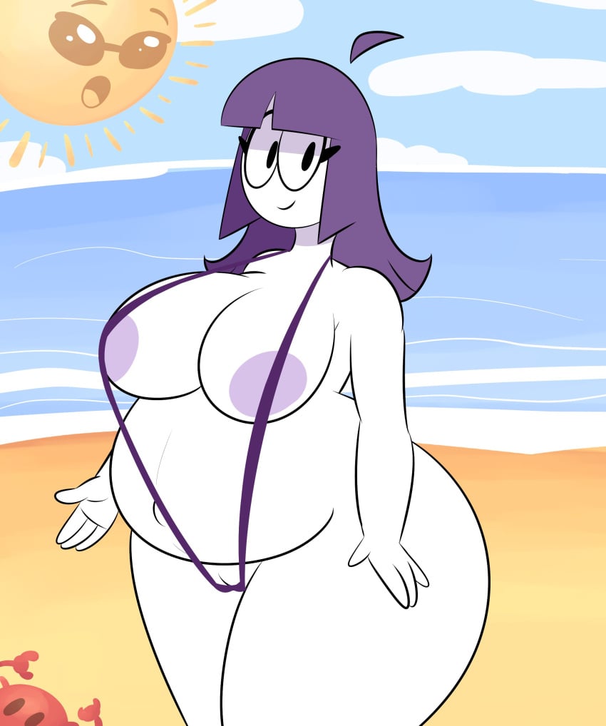 ass big_breasts big_nipples bikini chubby jdkdoodles lila_(spooky_month) micro_bikini nipples pregnant ready_to_pop spooky_month sr_pelo