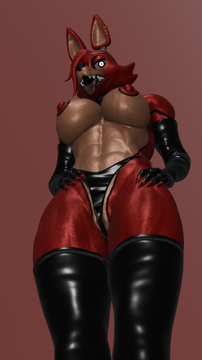 1girls 3d 3d_(artwork) ahe_gao ass big_ass big_breasts big_butt breasts breasts_out female female_focus female_only five_nights_at_freddy's fnaf foxy_(fnaf) foxy_(rubikon) furry furry_breasts furry_ears furry_female furry_only kivi976 latex latex_gloves latex_legwear legs legs_together looking_at_viewer nude pants pussy pussy_juice red_body smile thick thick_ass thick_legs thick_thighs tits_out tongue tongue_out white_eyes