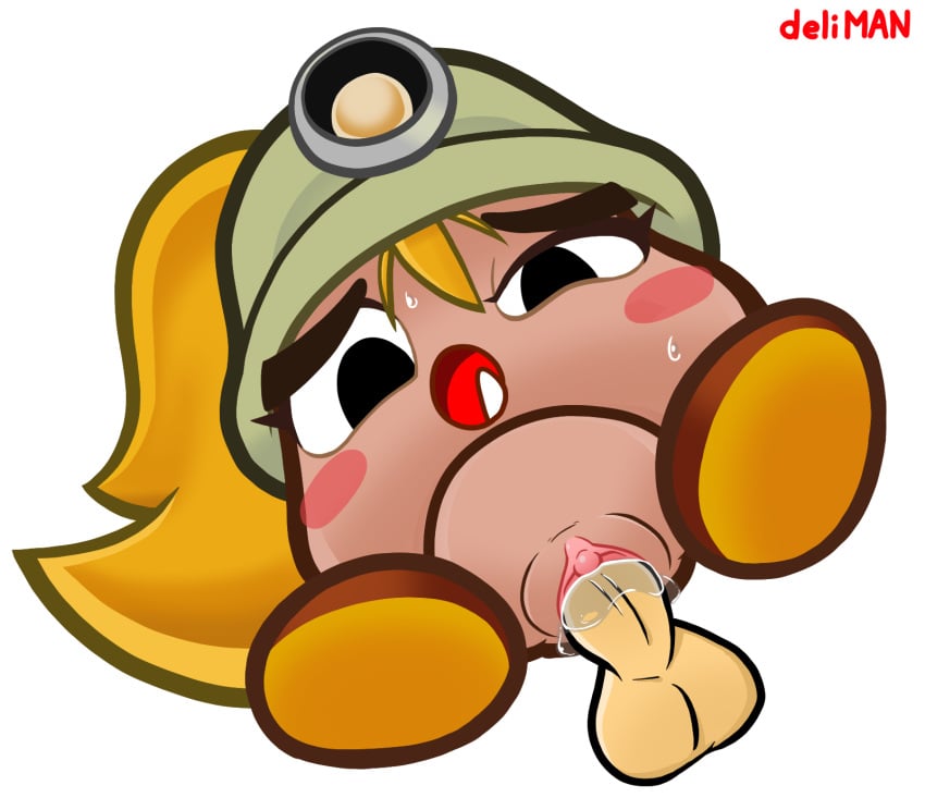 2024 blush bodily_fluids deliman disembodied_penis erection genital_fluids genitals goomba goombella hair hi_res male mario_(series) mario_bros nintendo nude open_mouth paper_mario paper_mario:_the_thousand_year_door penis ponytail pussy sex sweat vaginal_fluids waddling_head