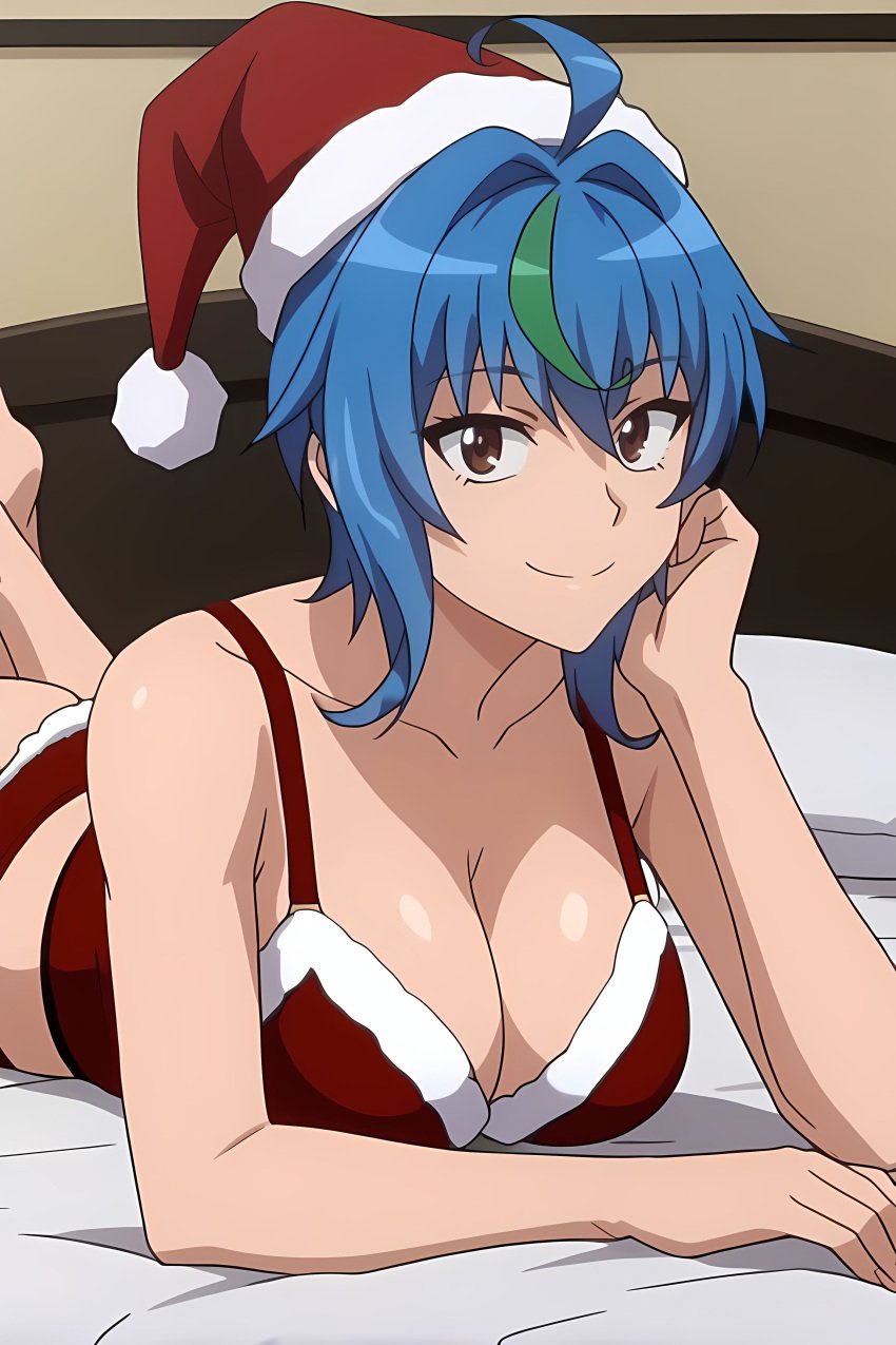 ai_generated anime breasts christmas female girl high_school_dxd lingerie looking_at_viewer pinku.ai xenovia_quarta