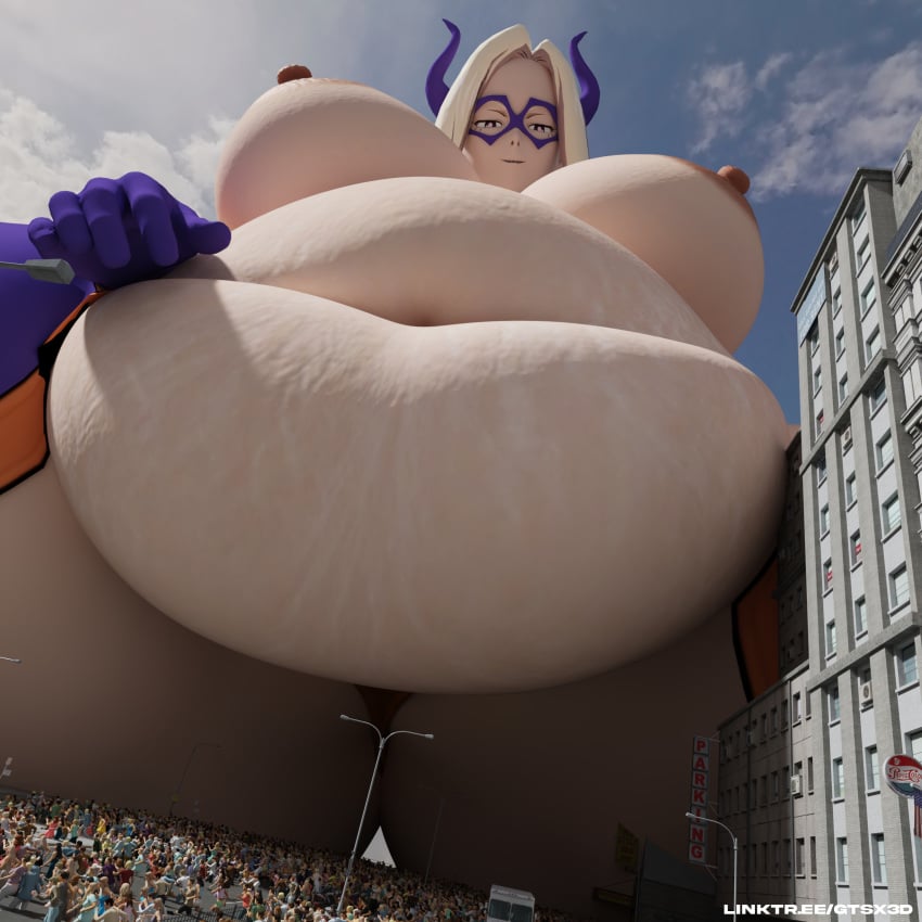 3d bbw belly big_belly big_breasts breasts fat giantess gtsx3d huge_belly macro mount_lady my_hero_academia nipples overweight overweight_female