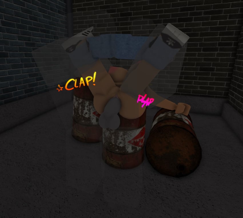 1girls 2boys 3d against_surface alley barrel forced forced_oral holding_legs onomatopoeia oral rape roblox robloxian self_upload spitroast spread_legs tagme tagme_(artist) vaginal_penetration