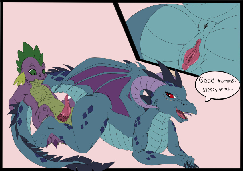 absurd_res age_difference dragon exelzior-maximus female friendship_is_magic hi_res male my_little_pony penis princess_ember_(mlp) pussy smooth_skin spike_(mlp) straight wings young