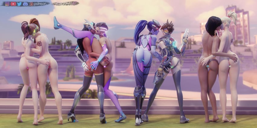 3d 6+girls 8girls alternate_costume anal areolae asian asian_female ass ass_grab blender breasts brigitte bunny-shaped_buttplug buttplug casual chronal_accelerator d.va d.va_buttplug dark-skinned_female dark_skin egyptian female female_only firearm forceballfx handgun harness heart-shaped_sunglasses heart_buttplug human interracial jewel_buttplug kissing latina light-skinned_female light_skin looking_at_viewer looking_back mercy multiple_girls nano_d.va nipples nude overwatch pharah rose_tracer sex_toy sombra stirrup_legwear symmetra tattoo thighhighs tracer widowmaker yuri