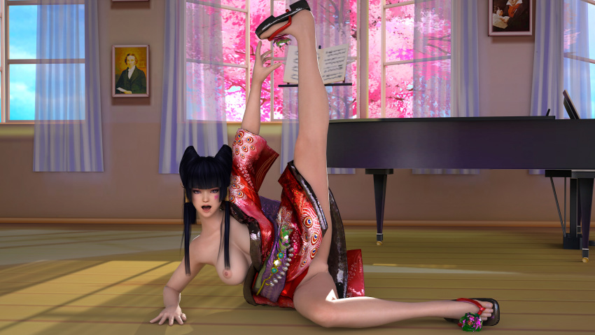 3d dead_or_alive dead_or_alive_5 dead_or_alive_5_last_round heart_tattoo hitomiluv3r nyotengu open_toe_shoes