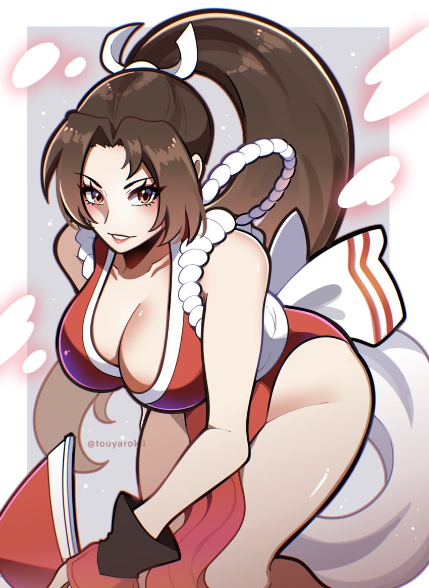 1girls big_breasts breasts brown_hair curvy_female king_of_fighters mai_shiranui ponytail revealing_clothes snk thick_thighs thighs touyarokii