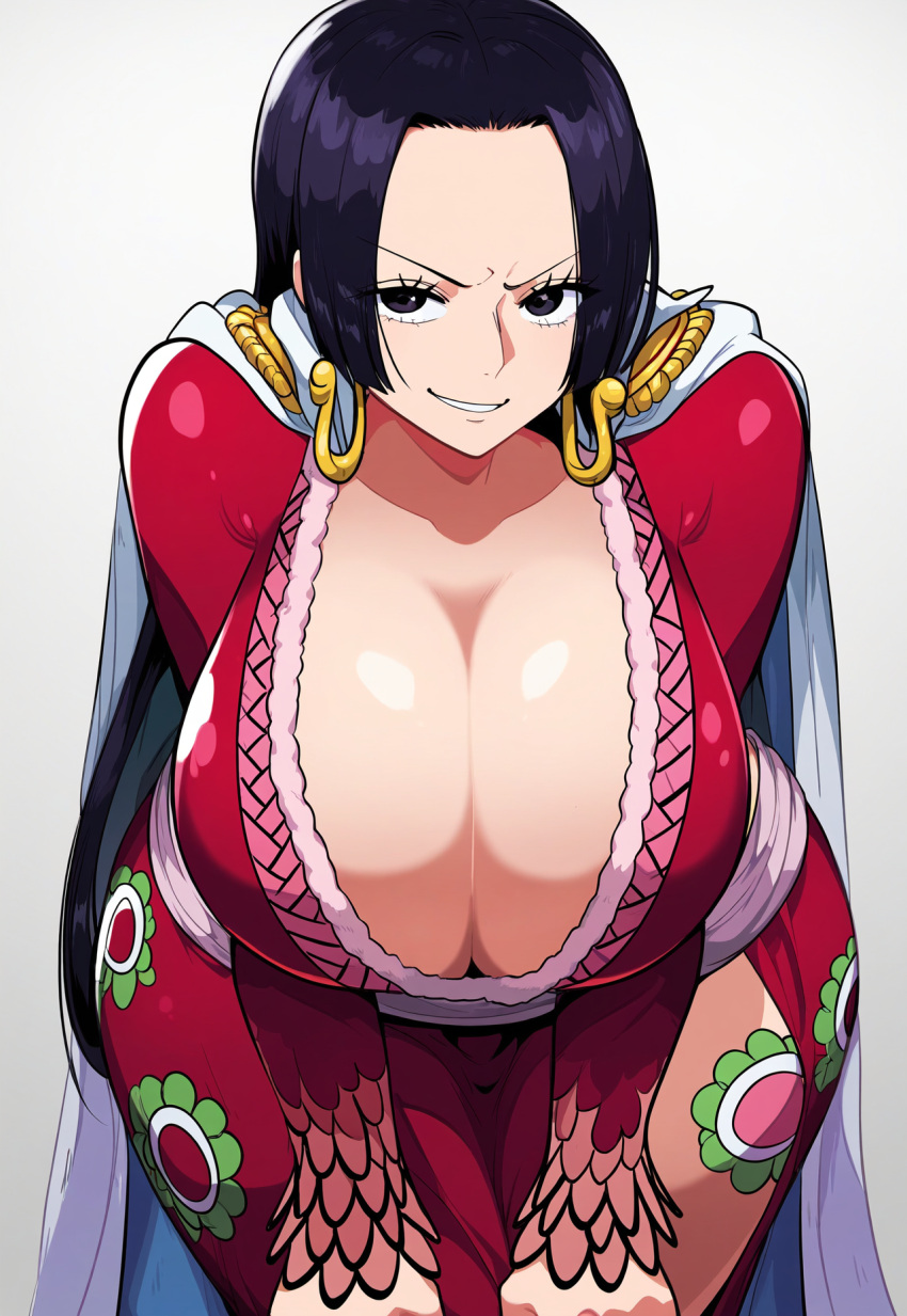 ai_generated artist_request bending_over big_breasts black_hair boa_hancock female female_only huge_breasts large_breasts leaning_forward lubbasdump massive_hips one_piece royalty thick_thighs wide_hips