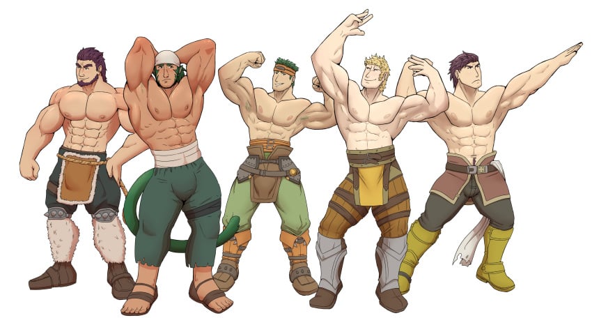 armpit armpits balls bara big_penis boyd_(fire_emblem) bulge fire_emblem flaccid flexing geitz_(fire_emblem) largo_(fire_emblem) male male_only muarim_(fire_emblem) muscles muscular nintendo penis raphael_kirsten shirtless wolfshirtart