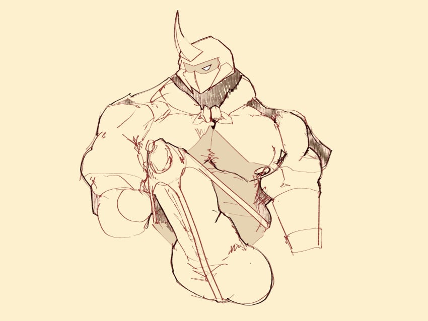 1boy 2023 anthro bara beetle beetle_humanoid bug_fables gay helmet helmet_covering_face helmet_only horned_helmet humanoid hyper_penis insect_humanoid kabbu_(bug_fables) male male_only man_boobs manboobs maravd3r masked masked_male muscle musclegut muscles muscular muscular_male nipples pecs penis plain_background precum scrotum solo solo_focus solo_male thick_penis underwear