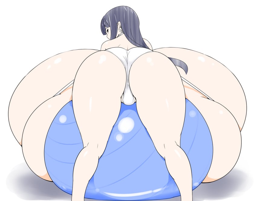 ass backboob bent_over breast_press bursting_breasts futon_(artist) gigantic_breasts hyper_breasts immobile