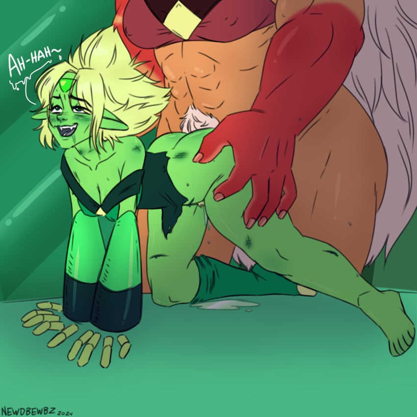 doggy_style from_behind jasper_(steven_universe) peridot_(steven_universe) pleasure_face steven_universe