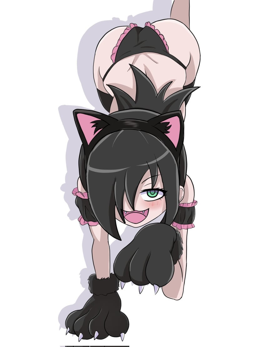 animal_ears ass cat_ears evil_smile fangs frilled_panties frilled_sleeves from_above kuroki_tomoko looking_at_viewer on_all_fours watashi_ga_motenai_no_wa_dou_kangaetemo_omaera_ga_warui! xnandoneko