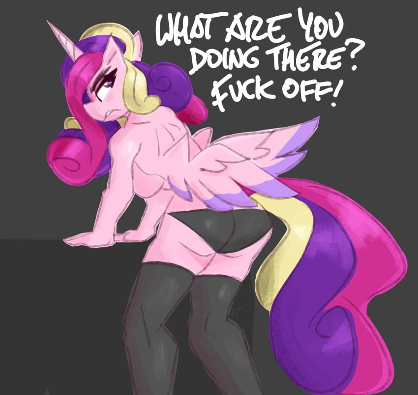 alicorn anthro anthrofied ass bent_over biped blonde_hair cutie_mark equid equine female flutterthrash friendship_is_magic horn mature_anthro mature_female milf multicolored_hair my_little_pony mythological_equine mythology panties pink_body pink_hair pink_skin princess_cadance_(mlp) purple_hair tail underwear wings