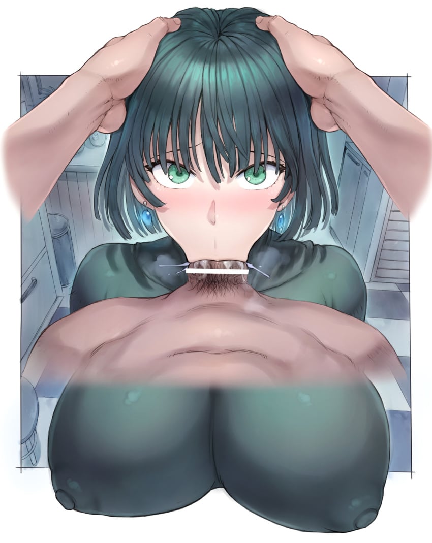 :&gt;= all_the_way_to_the_base big_breasts cum_leaking_out_of_mouth cumshot_in_mouth deepthroat looking_at_viewer mogudan nipples_visible_through_clothing oral surprised tight_clothing veiny_penis