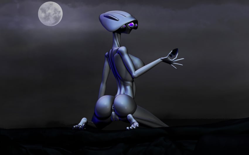 anthro anus ass athletic breasts buttplug female genitals hi_res light moon moonlight nude nude_anthro plug_(sex_toy) presenting presenting_anus presenting_hindquarters presenting_pussy pussy seductive setayad sex_toy solo tripod_(war_of_the_worlds)