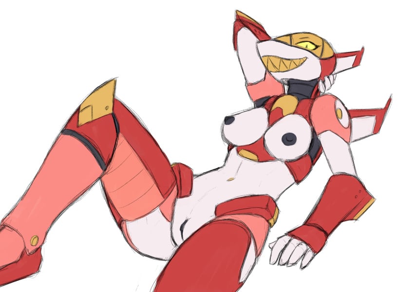 a'ra aircraft anthro breasts female genitals hi_res living_aircraft living_machine living_vehicle machine nipples non-mammal_breasts non-mammal_nipples nude nude_anthro nude_female pussy red_body robot robot_anthro sealer4258 solo teeth vehicle white_body wings