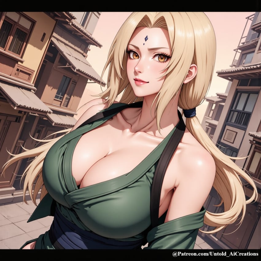 ai_generated cleavage clothing female female_only looking_at_viewer mature_female naruto naruto_(series) naruto_shippuden no_sex not_porn safe tsunade untoldaicreations untoldcreate