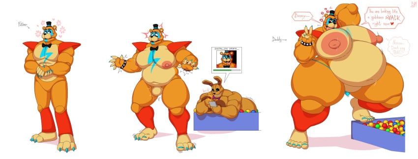 ball_pit ballpit big_belly big_breasts big_nipples bobthetanuki disgusting expansion extrasizedbob five_nights_at_freddy's five_nights_at_freddy's:_security_breach fnaf glamrock_freddy_(fnaf) hideous_male into_the_pit male_only male_weight_gain morbidly_obese morbidly_obese_male obese pit_spring_bonnie_(fnafitp) spring_bonnie spring_bonnie_(fnaf) ugly_man weight_gain