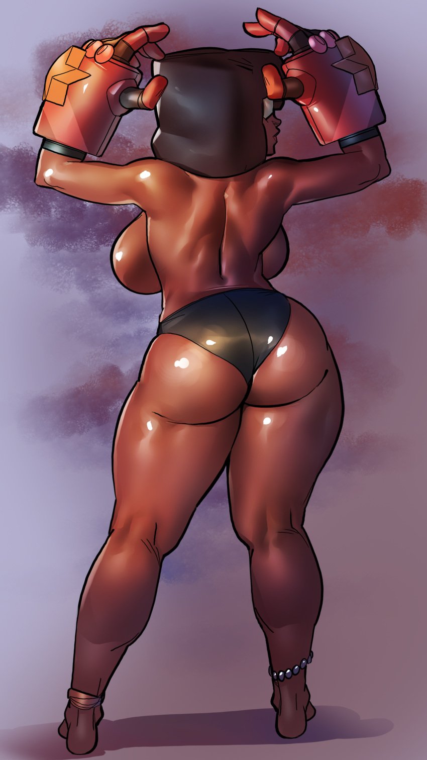 1girls alien alien_girl ankle_bracelet ass backboob backview big_ass big_breasts bikini_bottom breasts cartoon_network dark-skinned_female dark_skin female female_only garnet_(steven_universe) gem_(species) gem_fusion gloves large_breasts oversized_gloves ph rear_view sci-fi science_fiction scifi solo solo_female steven_universe sunglasses topless