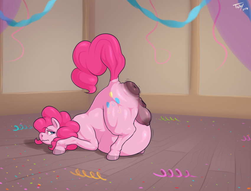 animal_genitalia anus ass_in_air ass_up belly big_belly equine my_little_pony pinkie_pie_(mlp) puffy_anus pussy straight_hair swollen_anus toby_art