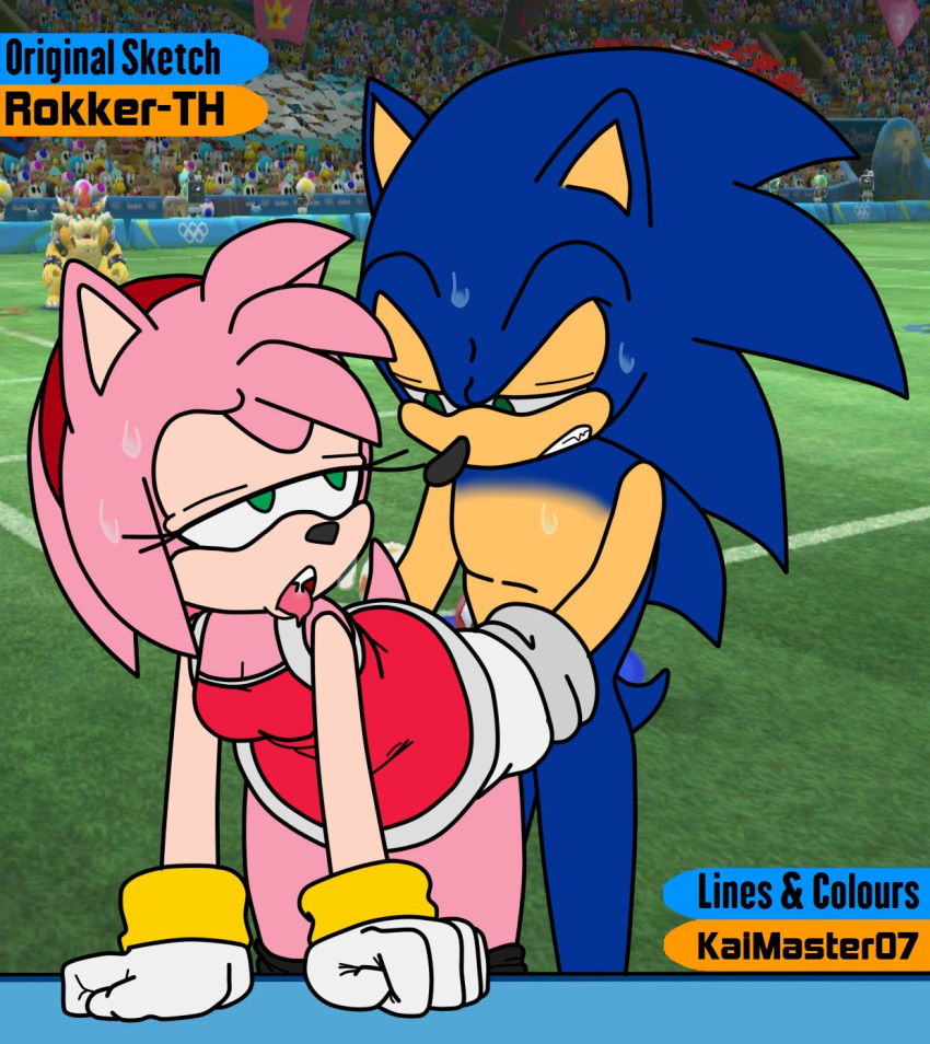 ahe_gao all_fours amy_rose bodily_fluids bowser clothed clothed_sex clothing crossover doggy_style eulipotyphlan female from_behind_position hedgehog hi_res koopa looking_pleasured male mammal mario_(series) mario_and_sonic_at_the_olympic_games mostly_nude nintendo olympics pants_down partially_clothed pent_up public public_nudity rokkerth scalie sex sonic_(series) sonic_the_hedgehog straight sweat thekaimaster07 video_games