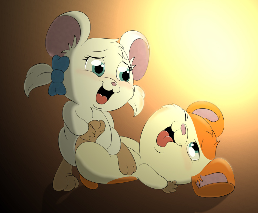 :3 bijou cricetid duo female fur hamster hamtaro hamtaro_(series) hi_res male mammal onstatobol paws rodent sex straight