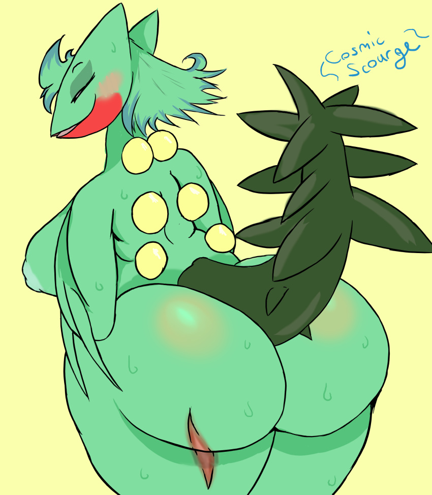 1girls 2019 absurd_res alternate_color anthro areolae ass big_ass big_breasts blush bodily_fluids breasts chubby closed_eyes cosmicscourge dragon female hi_res huge_ass inverted_nipples looking_at_viewer looking_back mature_female nintendo nipples original_character overweight overweight_female pokémon_(species) pokemon pokemon_(species) pokemon_rse presenting presenting_hindquarters scalie scar sceptile shortstack smile solo sweat thick_thighs video_games voluptuous wide_hips