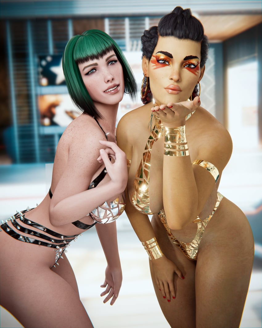 2girls 3d abs apex_legends big_ass big_breasts big_butt black_tape black_tape_project blender braided_hair breasts ela_(rainbow_six) female female_only green_hair kothyaci large_ass large_breasts latina loba_(apex_legends) rainbow_six rainbow_six_siege respawn_entertainment ruined_makeup short_hair tattoo thick_ass thick_thighs